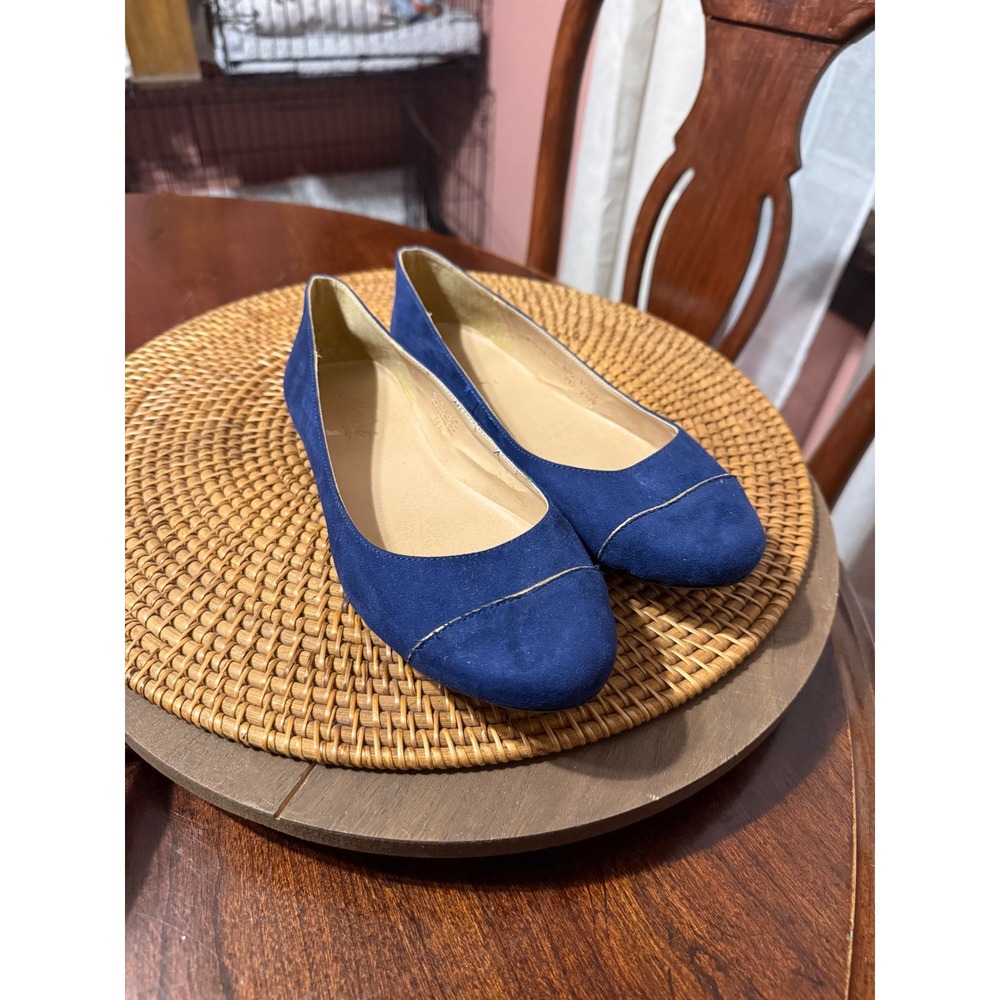 Rossi by Andrea Womens Royal Blue Suede Textile Ballet Flats Gold Trim Size 8